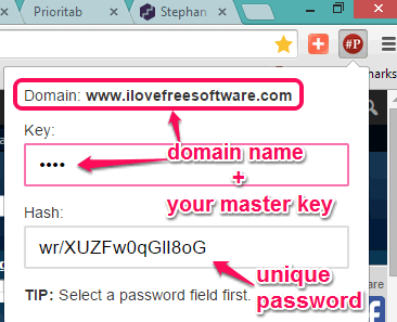 generate password using domain name and master key