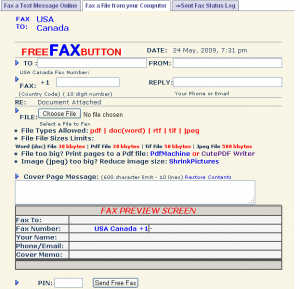 Send Free Fax using FreeFaxButton