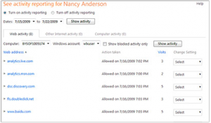 Activity Reports on Windows Live Family Safety