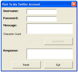 Twitter updates from Microsoft Excel