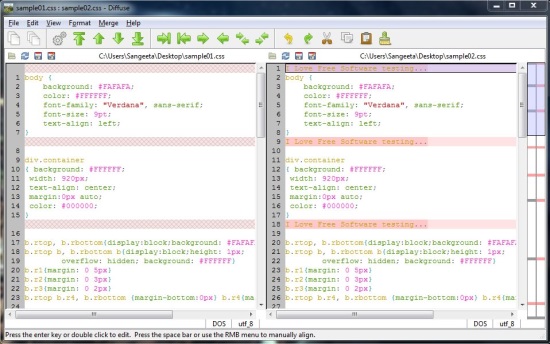 Diffuse Merge Tool - File Comparison