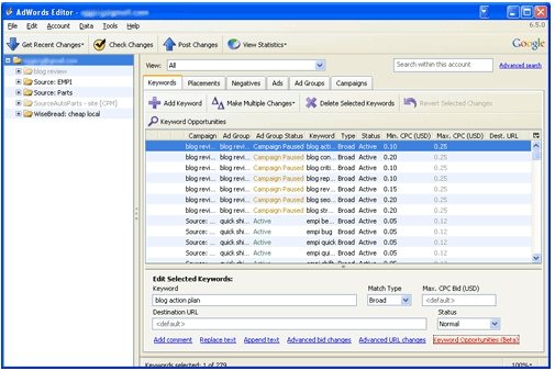 adwords editor lets user