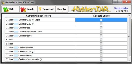 free hide folders software