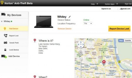 norton anti-theft location