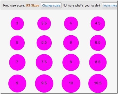 Calculate ring deals size online