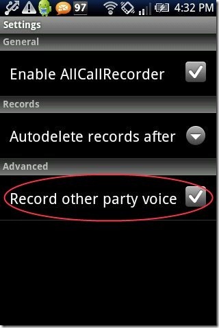 Call Recorder app options