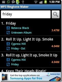 MP3 Ringtone Maker Search Option