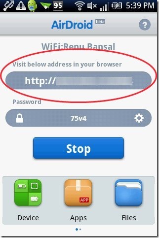 AirDroid Web Address