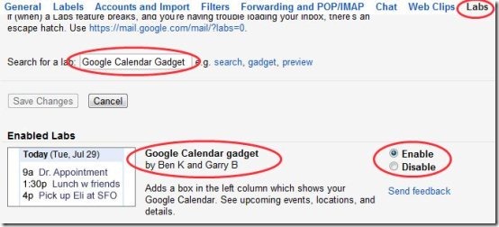 How To Enable Google Calendar Gadget In Gmail