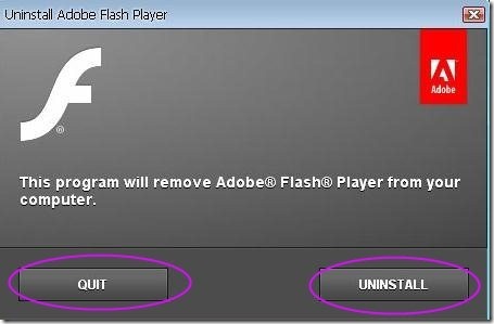 remove adobe flash player