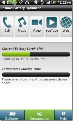 Cosmos Battery consumption level