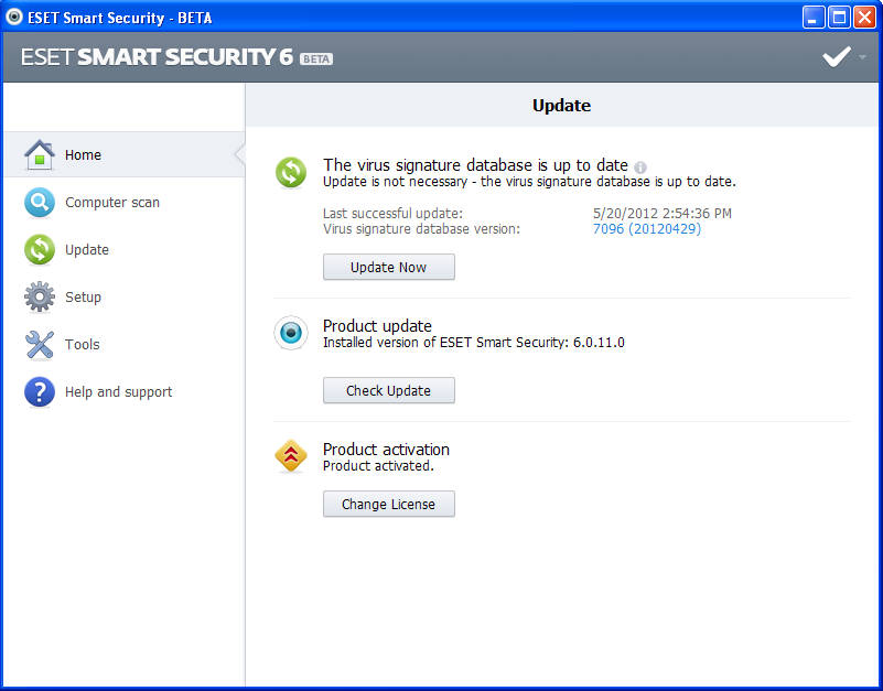 ESET default window