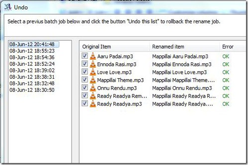 Advanced Renamer Undo