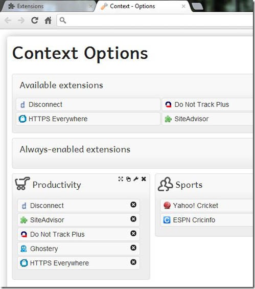 Context Options