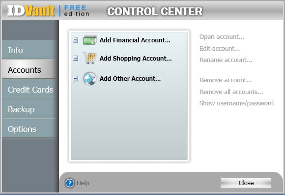 ID Vault default window