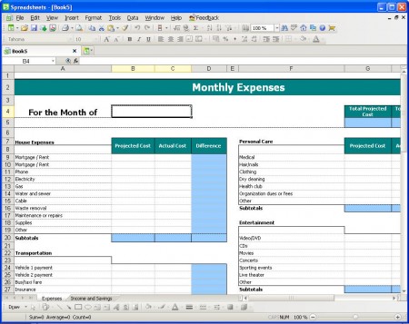 Kingsoft Office spreadsheets budget