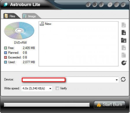 Astroburn Lite burning disc