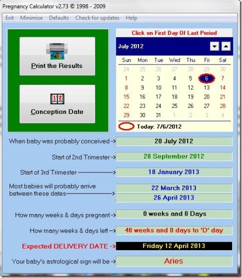 Pregnancy calculator