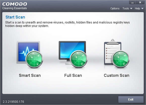 Comodo Cleaning Essentials default window