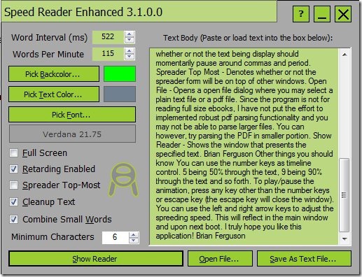 Speed Reader Enhanced speed reading