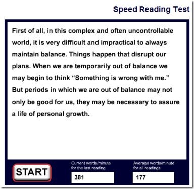 english reading speed test