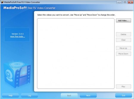 MediaProSoft Free FLV Video Converter default window