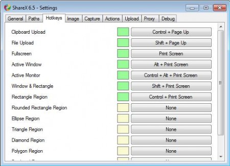 ShareX hotkey settings