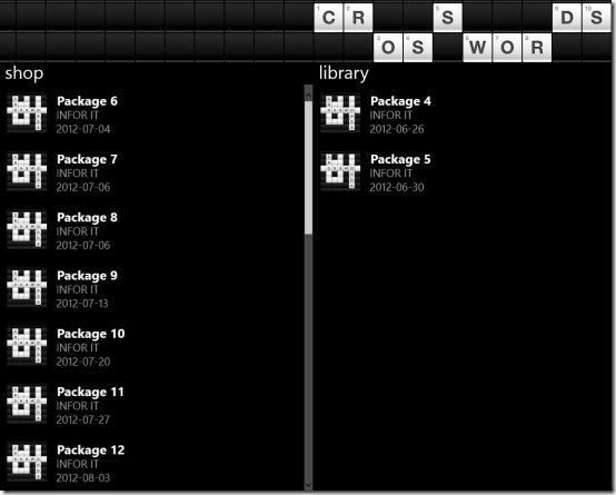 Windows 8 Crossword Puzzle app