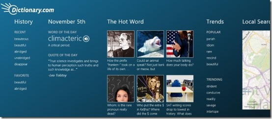 Windows 8 Dictionary app