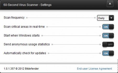 BitDefender 60 Seconds settings