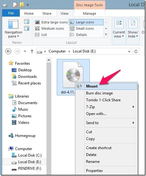 How To Mount ISO files In Windows 8