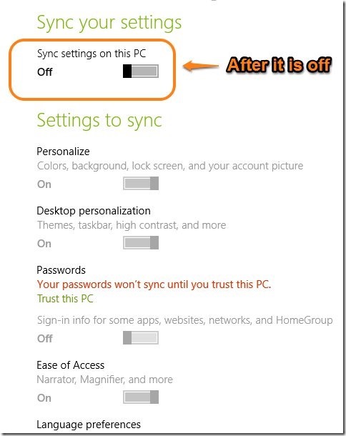 Turn Off Sync Settings In Windows