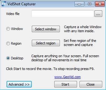 VidShot Capturer default window