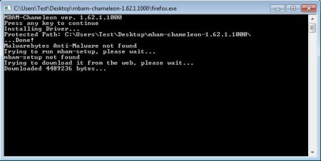 Malwarebytes Chameleon running