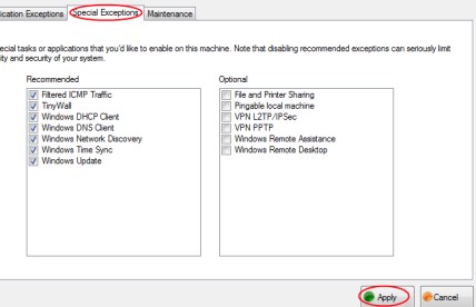 TinyWall 05 configure windows firewall