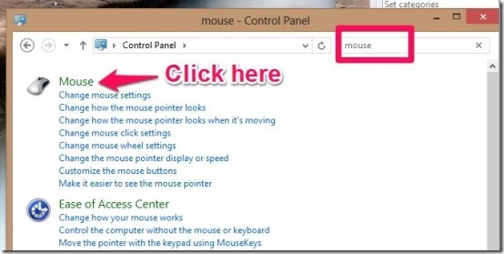 mouse options in windows 8