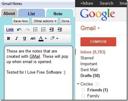 Gmail Notes