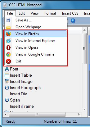 css html notepad browser support