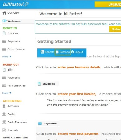 BillFaster default window