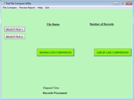 File Compare Utility default window