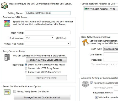 SoftEther creating connection