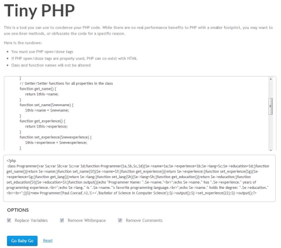 php minify