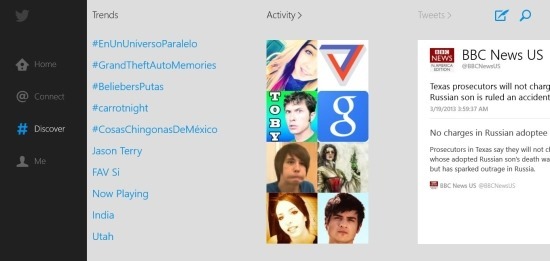 windows 8 Twitter App discover