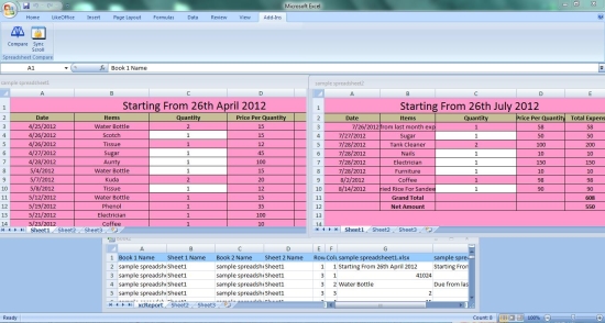 xc excel compare