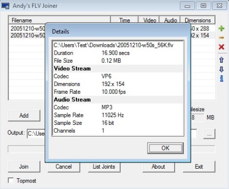 Andys FLV Joiner file information