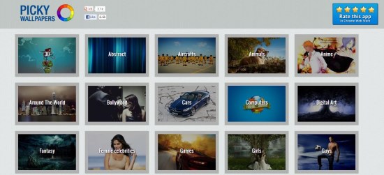 picky wallpapers interface