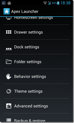 Apex launcher settings