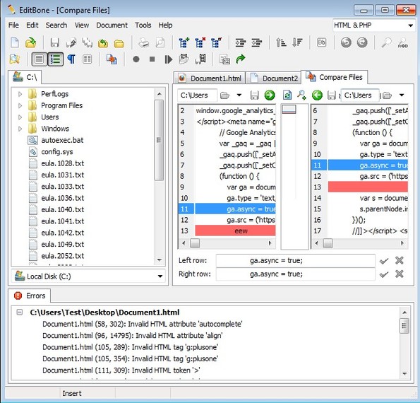 EditBone file comparison