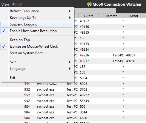 Moo0 Connection Watcher menu