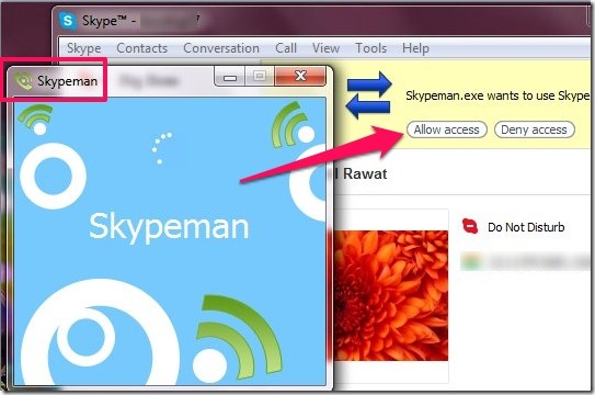 Skypeman- allow access to Skype